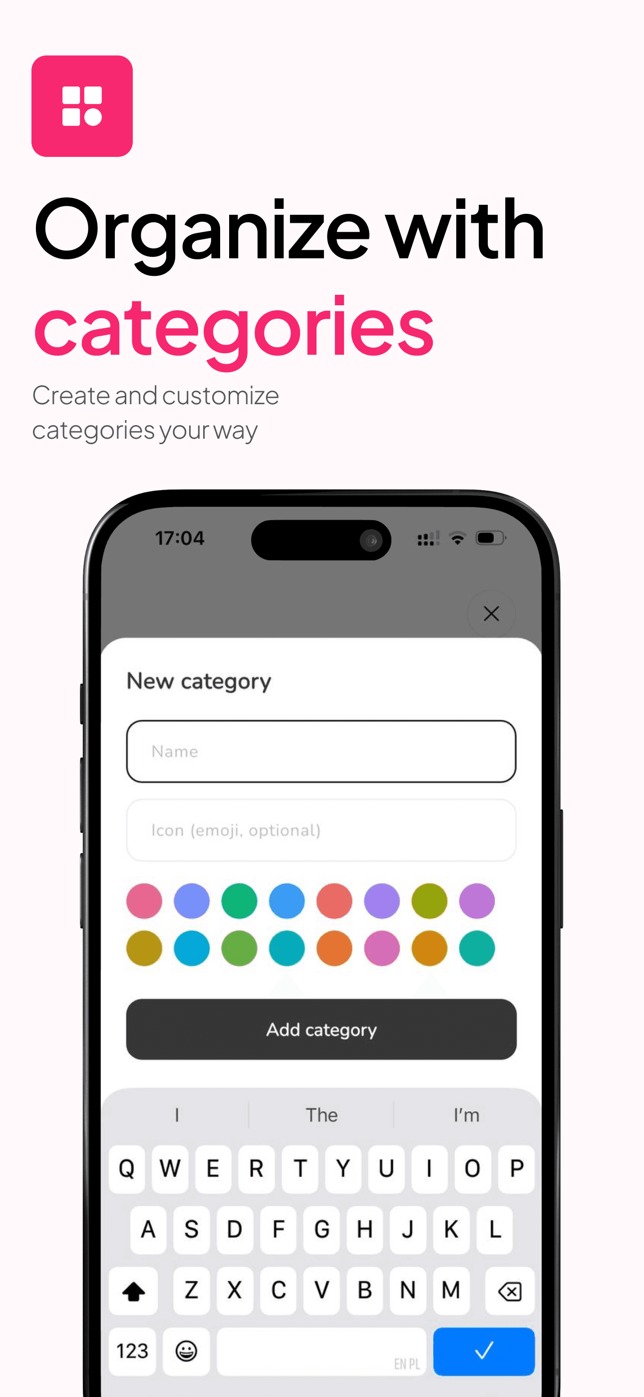 Create and customize spending categories in Monfin